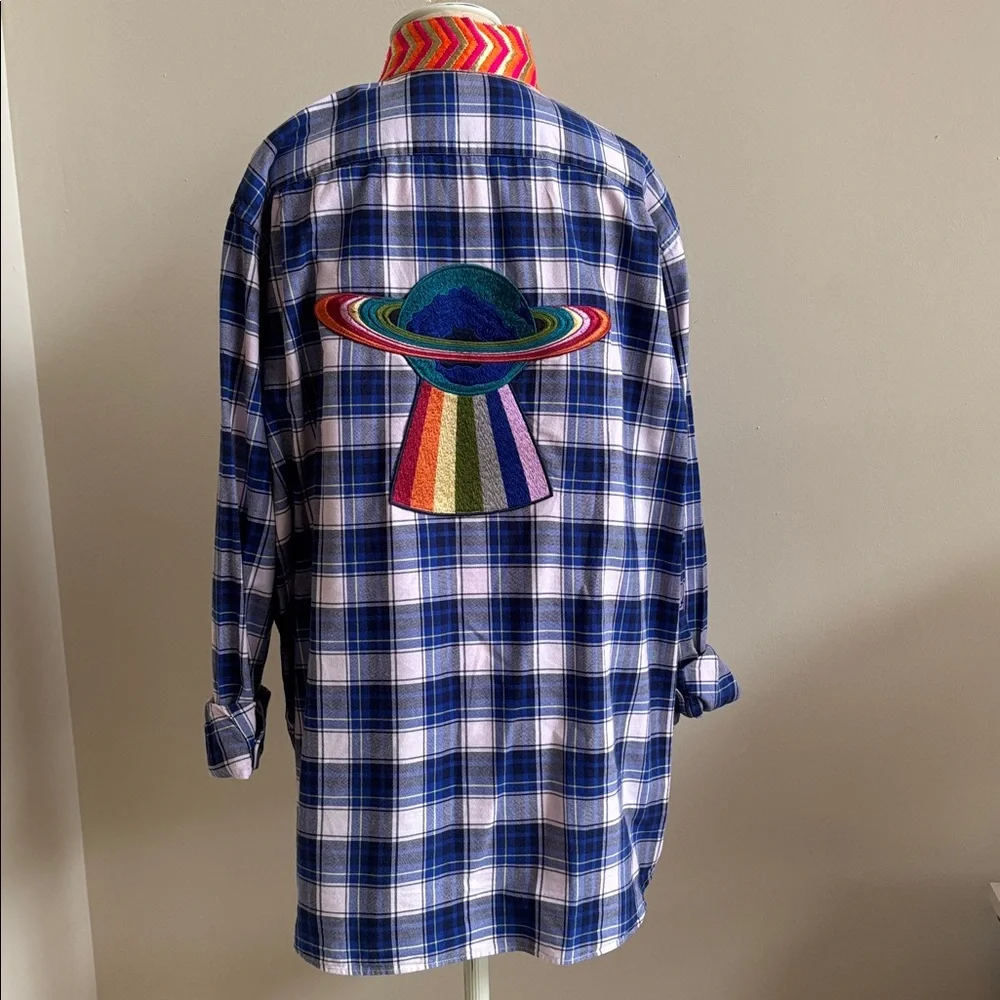 Mary Marshmallow Oversized Custom Decorated Button Down Shirt Tunic - Picture 3 of 4
